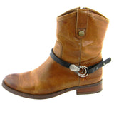 BOT004 BLK  LEATHER BOOT CHARM W/CRYSTAL BUCKEL