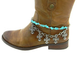 BOT130101-66 TQ CHIPS STRING W/RHINESTONE 5-CROSS CHARM BOOT CHAIN