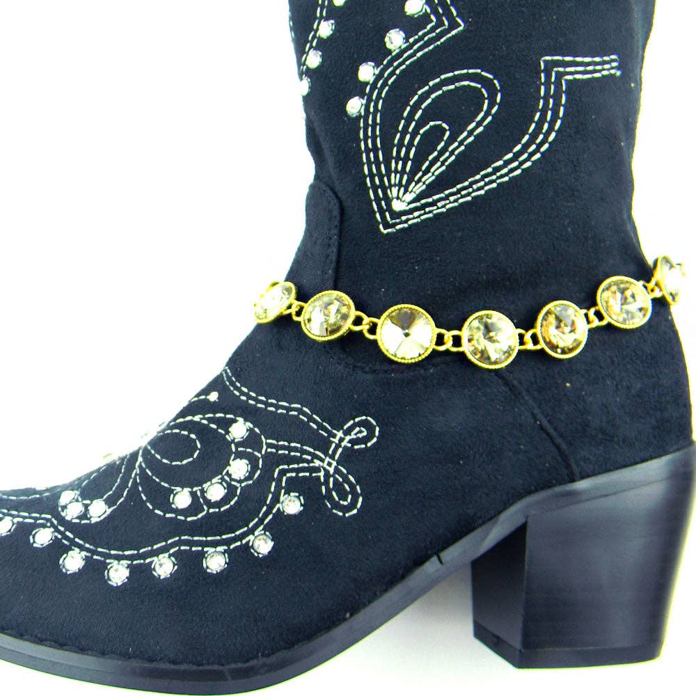 BOT150103-01GD/GD ROUND CRYSTAL LINKED BOOT CHAIN
