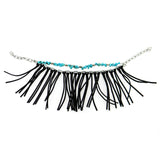 BOT001 BLK TQ CHIPS CHAIN, SUEDE TASSEL BOOT CHARM