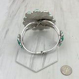BR211230-02-SILVER-GREEN                   Silver with green turquoise stone Concho Cuff Bracelet