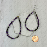 ER190810-02-SILVER-PURPLE                   Silver Navajo pearl with purple stone beads teardrop Earrings