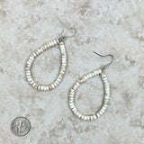 ERZ220905-15	White roundel stone teardrop hoop Earrings