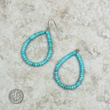 ERZ220905-19	Blue roundel turquoise stone teardrop hoop Earrings