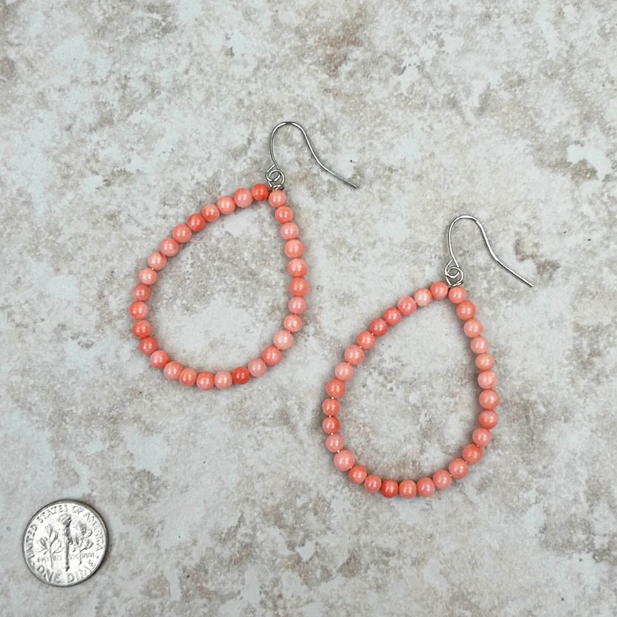ERZ221025-13	   Orange coral teardrop hoop Earrings