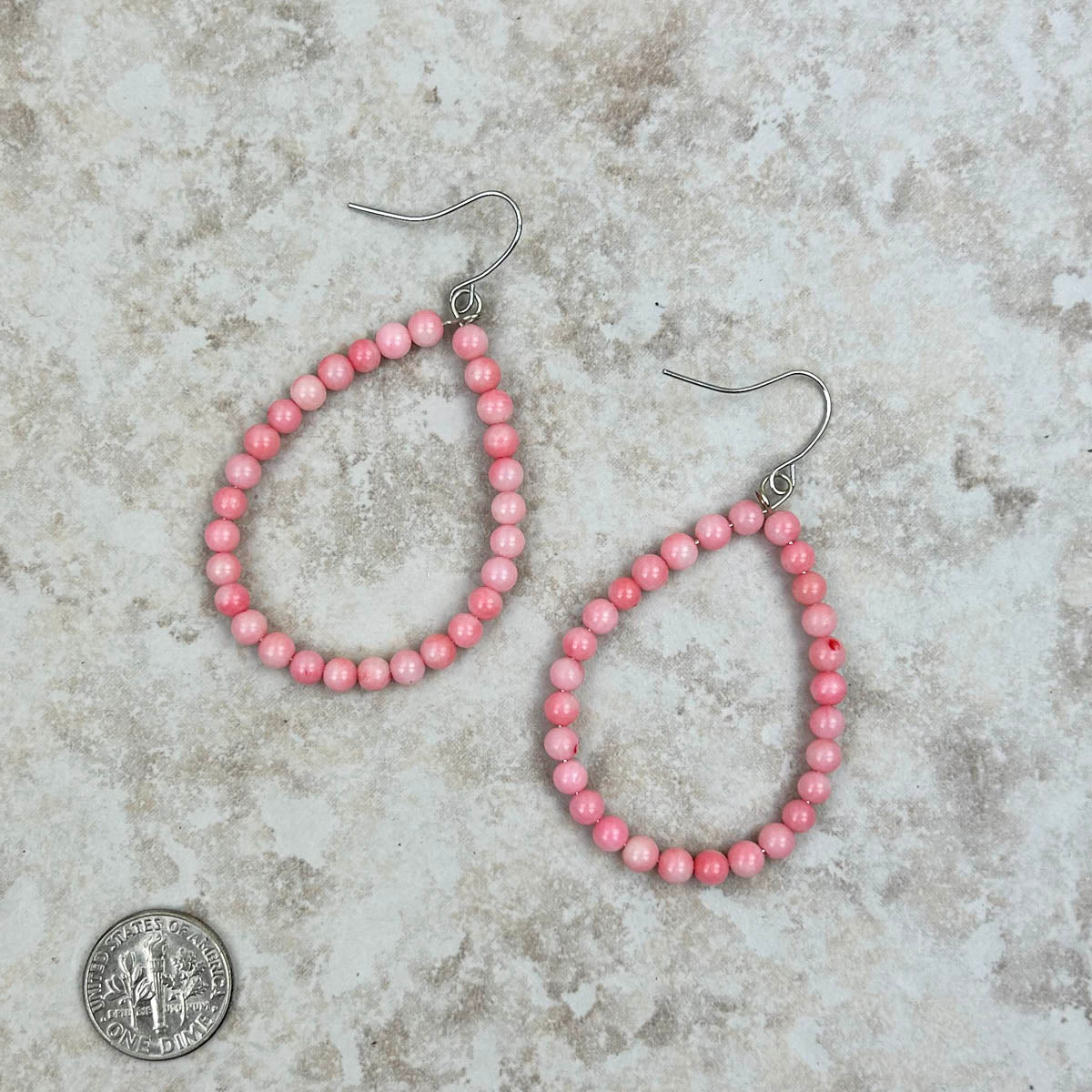 ERZ221025-15	Light pink coral teardrop hoop Earrings