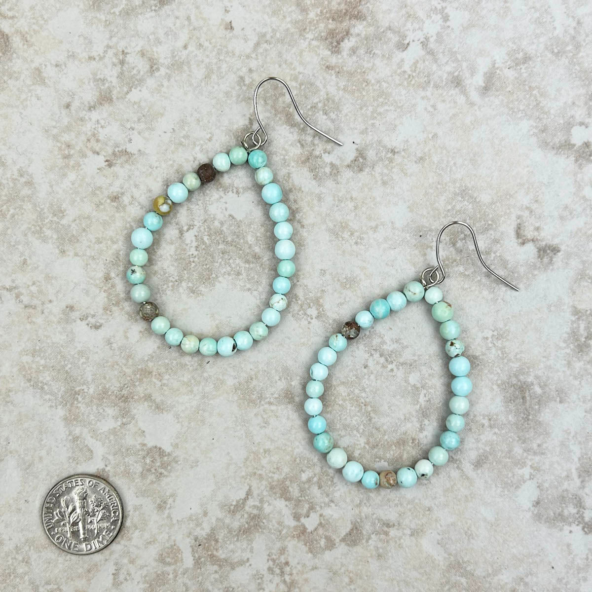 ERZ221125-05	     Light blue stone teardrop hoop Earrings