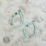 ERZ221125-05	     Light blue stone teardrop hoop Earrings