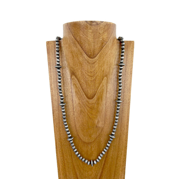 アクセサリー Navajo Pearl Silver Bead Necklace 60cm NKS230603-60-SILVER 34 inches 8mm silver Navajo pearl bead