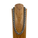 NKS230812-01        31 inches silver Navajo pearl with white stone beads Necklace