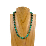 NKZ240312-63                          18 inches 10mm dark green turquoise stone ball Necklace