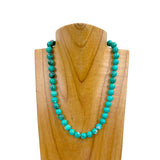 NKZ240312-63                          18 inches 10mm dark green turquoise stone ball Necklace
