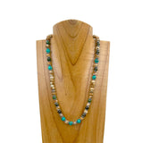 NKZ240414-10                    19 inches brown jasper and blue turquoise stone Necklace