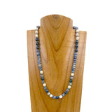 NKZ240414-14              19 inches blue roundel jasper and muti color stone beads Necklace