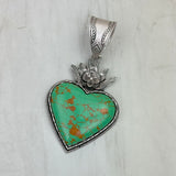 PD250110-01          Silver metal with blue turquoise stone heart Pendent