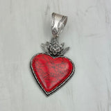 PD250110-01          Silver metal with blue turquoise stone heart Pendent