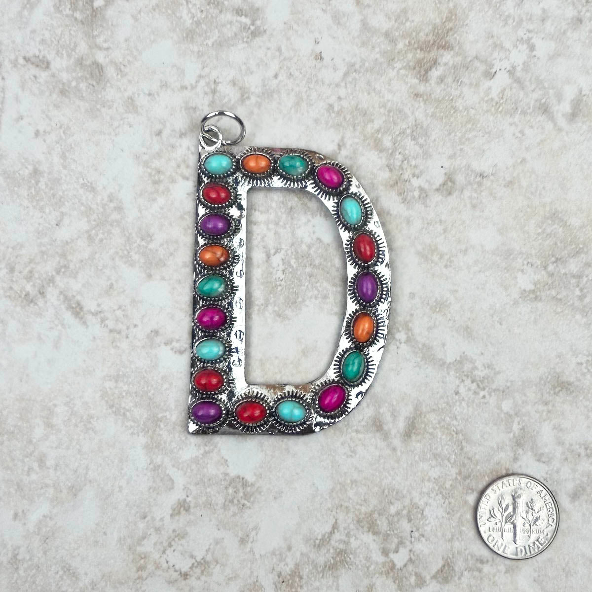 PDS230703D-PINK	Silver with pink stone letter D pendant