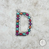 PDS230703D-PINK	Silver with pink stone letter D pendant