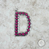 PDS230703D-PINK	Silver with pink stone letter D pendant