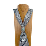 WRS240615-13                Silver metal with blue turquoise stone wild rag slide