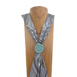 WRS240615-19                   Silver metal with blue turquoise stone wild rag slide