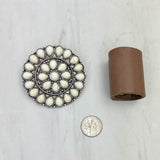 WRS240615-20                Silver metal with white turquoise stone wild rag slide