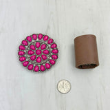 WRS240615-21                      Silver metal with hot pink turquoise stone wild rag slide