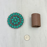 WRS240615-22              Silver metal with green turquoise stone wild rag slide