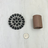 WRS240615-23             Silver metal with black turquoise stone wild rag slide