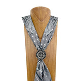 WRS240615-23             Silver metal with black turquoise stone wild rag slide