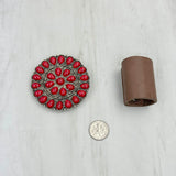 WRS240615-24             Silver metal with red turquoise stone wild rag slide