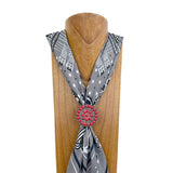 WRS240615-24             Silver metal with red turquoise stone wild rag slide