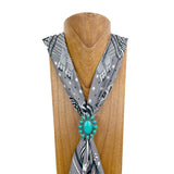 WRS240615-28                    Silver oval metal with green turquoise stone wild rag slide