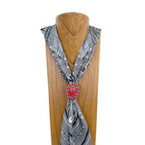 WRS240615-30               Silver oval metal with red turquoise stone wild rag slide