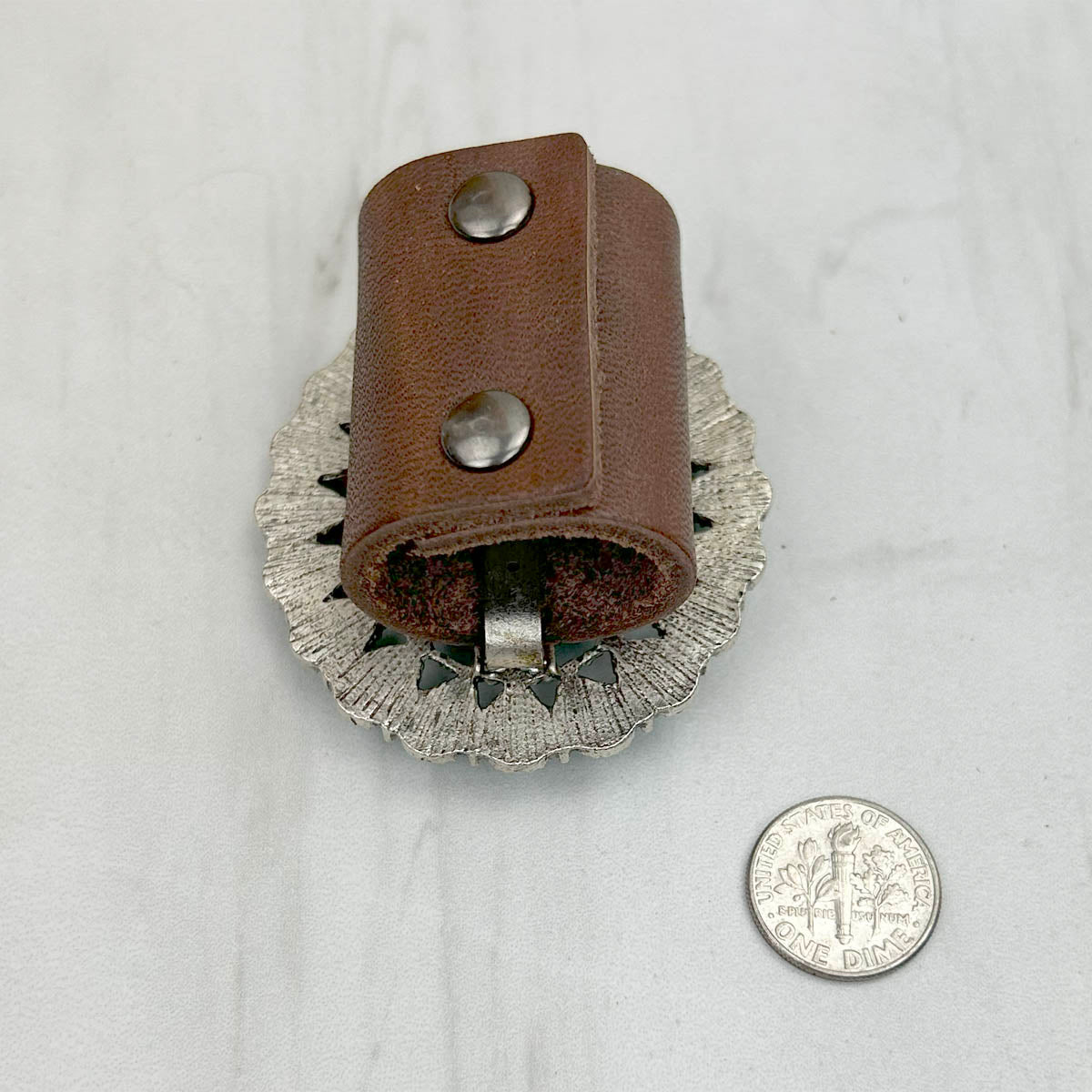 WRS240615-36              Silver metal with red turquoise stone wild rag slide