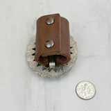 WRS240615-36              Silver metal with red turquoise stone wild rag slide