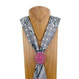 WRS240615-33                Silver metal with hot pink turquoise stone wild rag slide