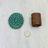 WRS240615-34                  Silver metal with green turquoise stone wild rag slide