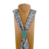 WRS240615-34                  Silver metal with green turquoise stone wild rag slide