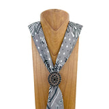 WRS240615-35                 Silver metal with black turquoise stone wild rag slide