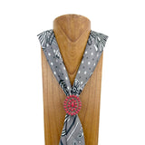 WRS240615-36              Silver metal with red turquoise stone wild rag slide