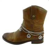 BOT131228-16  3-RANCH STAR CHARM BOOT CHAIN W/CRYSTAL CHAIN