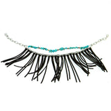 BOT003 DBRN   TQ CHIPS CHAIN, SUEDE TASSEL BOOT CHARM
