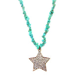 NKS160418-03 TQ CHIPS NECKLACE W/TEXAS STAR(COP)PENDANT