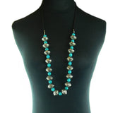 NKS170412-11   TQ BEADS W/CCP BEADS, SUEDE CORD NECKLACE