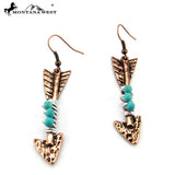 ERS160413-03COP ARROW HEAD EARRING W/WIRED BEADS