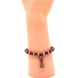 BR190325-14     Copper Navajo bead bracelet with squash blossom charm