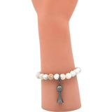 BR190522-04SLV   Matte-amazonite 8 mm real stone bracelet with silver squash blossom charm