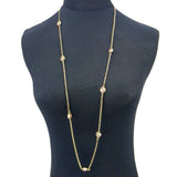 NK160101-05ANGD  Long Metal Necklace With Parts Between