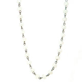 NKS160112-22 WHT   8mm Crystal Face Cutting, LINKED Long Necklace